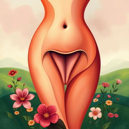 An artistic representation focusing on the beauty and elegance of the female form, specifically highlighting a vagina within an abstract, tasteful context
