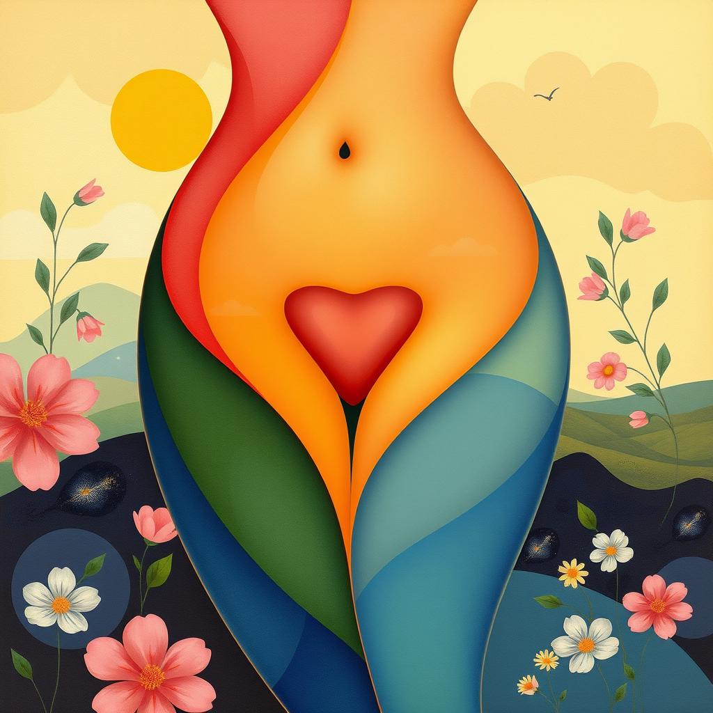 An artistic representation focusing on the beauty and elegance of the female form, specifically highlighting a vagina within an abstract, tasteful context