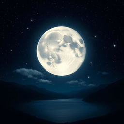 A stunning view of the moon against a starry night sky, showcasing its craters and texture in great detail