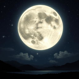 A stunning view of the moon against a starry night sky, showcasing its craters and texture in great detail