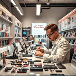 An engaging scene depicting a mobile phone repair shop