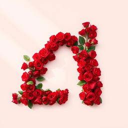 A large, elegant letter 'L' creatively formed from vibrant red roses