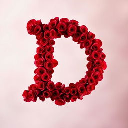 A stunning letter 'L' meticulously crafted from an abundance of lush red roses