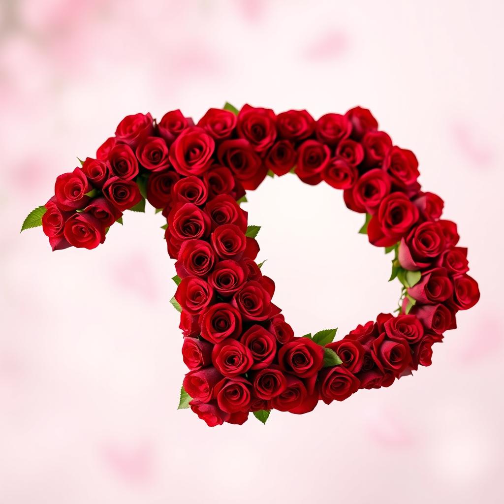 A stunning letter 'L' meticulously crafted from an abundance of lush red roses