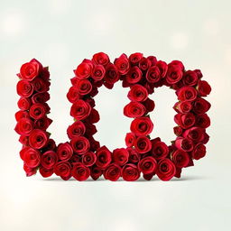 A stunning letter 'L' meticulously crafted from an abundance of lush red roses
