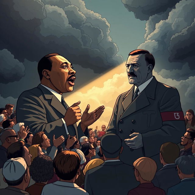 A surreal illustration featuring Martin Luther King Jr