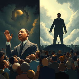 A surreal illustration featuring Martin Luther King Jr