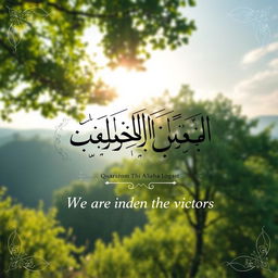 A beautifully designed image featuring the Arabic verse from the Quran: "وَأَنَّا جُندُنا لَهُمُ الْغَالِبُونَ" (We are indeed the victors)