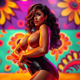 A stunning artistic representation of Karol G, showcasing her confidence and beauty