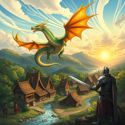 A beautifully illustrated one-page concept art showcasing an epic dragon legend