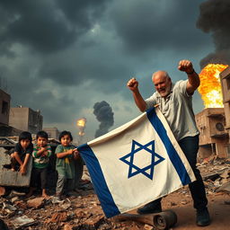 In a poignant scene, we see Palestinian children, looking vulnerable and frightened, seeking shelter amidst the chaos of bombings in Gaza