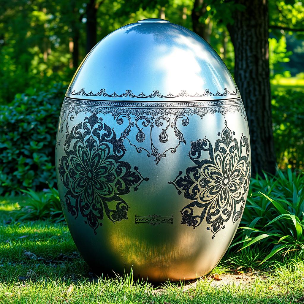 A beautifully crafted park trash can inspired by traditional Iranian design, featuring intricate patterns and motifs typical of Persian art