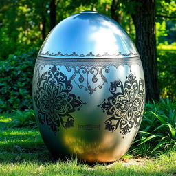 A beautifully crafted park trash can inspired by traditional Iranian design, featuring intricate patterns and motifs typical of Persian art