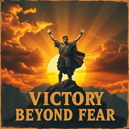A vintage-inspired image depicting a powerful and triumphant scene of victory beyond fear