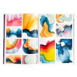An art book with no theme, featuring an array of stunning abstract artworks, vibrant colors, and unique textures