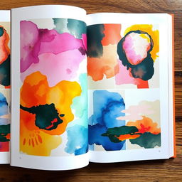 An art book with no theme, featuring an array of stunning abstract artworks, vibrant colors, and unique textures