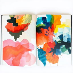An art book with no theme, featuring an array of stunning abstract artworks, vibrant colors, and unique textures