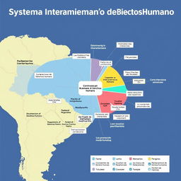 Un mapa conceptual detallado que ilustre el Sistema Interamericano de Derechos Humanos