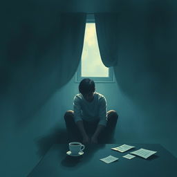 A conceptual artwork that visually represents the feeling of depression
