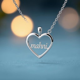 A simple yet elegant heart-shaped women's necklace featuring the word 'mahni' beautifully inscribed inside the heart