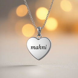 A simple yet elegant heart-shaped women's necklace featuring the word 'mahni' beautifully inscribed inside the heart