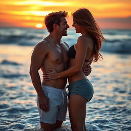 A hot couple in an intimate pose, showcasing their chemistry and affection for each other