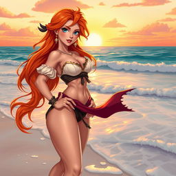 A bold and artistic representation of a fantasy pirate character inspired by the theme of the ocean and adventure