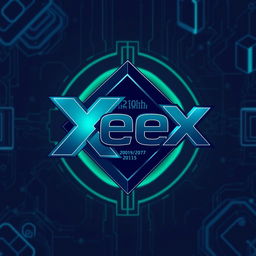A modern and sleek logo design for a cryptocurrency called 'XeeX', featuring bold, angular lettering that incorporates elements of cryptography like padlocks or digital pixel patterns