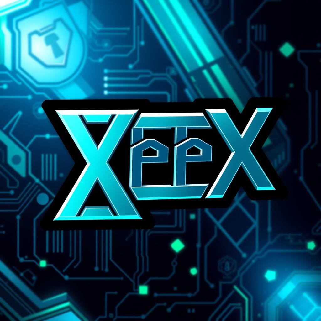A modern and sleek logo design for a cryptocurrency called 'XeeX', featuring bold, angular lettering that incorporates elements of cryptography like padlocks or digital pixel patterns