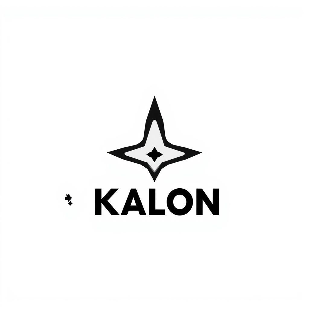 A minimalistic and modern logo featuring the name 'Kalon' creatively designed using geometric shapes and letters