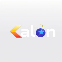 A logo design featuring the name 'Kalon' creatively constructed using geometric shapes and letters, with additional star motifs integrated into the design