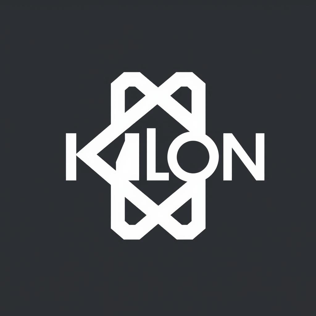 A simple yet elegant logo featuring the name 'Kalon' designed in a creative and unique way, with the letters forming a geometric shape