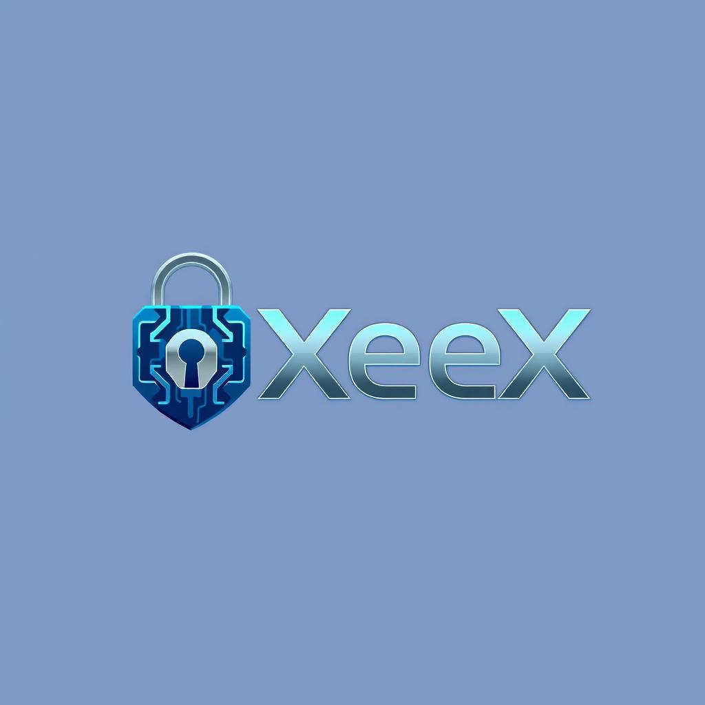 A sleek and modern logo design for 'XeeX', inspired by cryptography themes
