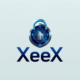 A sleek and modern logo design for 'XeeX', inspired by cryptography themes