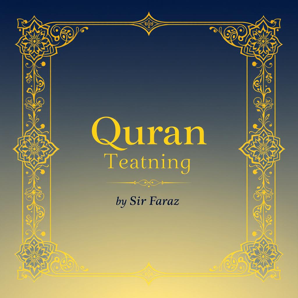 A full-size book cover design for the title 'Quran Teaching' by Sir Faraz, published in 2025
