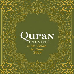 A full-size book cover design for "Quran Teaching" by Sir Faraz 2025