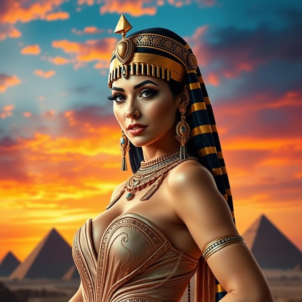 A stunning and alluring portrayal of Cleopatra, the last active ruler of the Ptolemaic Kingdom of Egypt