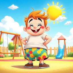 A humorous cartoon character featuring a playful, exaggerated appearance, with a big butt and a joyful expression