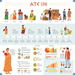 A poster depicting the roles and statuses of women and men throughout different historical periods in a community