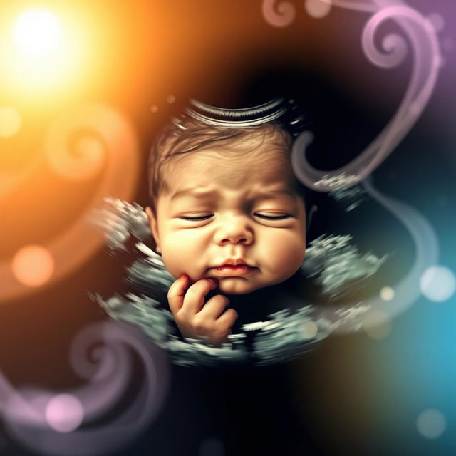 A vibrant and detailed ultrasound image of a 6-month-old baby girl, showcasing her features with clarity