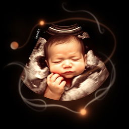 A vibrant and detailed ultrasound image of a 6-month-old baby girl, showcasing her features with clarity