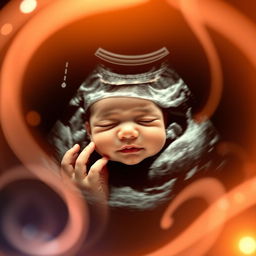 A vibrant and detailed ultrasound image of a 6-month-old baby girl, showcasing her features with clarity