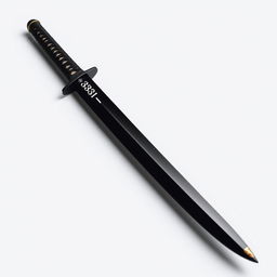 A beautifully crafted ninja sword, featuring a sharp, elongated blade with a sleek black finish