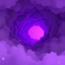 A surreal, ethereal scene featuring a hollow purple void that seems to stretch endlessly in all directions