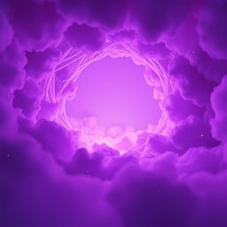 A surreal, ethereal scene featuring a hollow purple void that seems to stretch endlessly in all directions