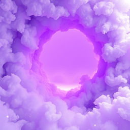 A surreal, ethereal scene featuring a hollow purple void that seems to stretch endlessly in all directions