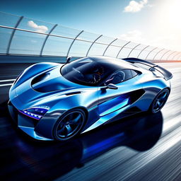A sleek and modern sports car design, with a streamlined and aerodynamic shape, featuring vibrant colors like electric blue and metallic silver