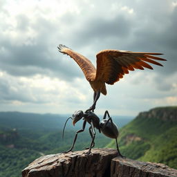 A unique and imaginative hybrid creature that combines features of both an eagle and an ant
