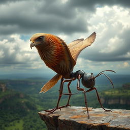 A unique and imaginative hybrid creature that combines features of both an eagle and an ant