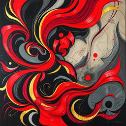 A vibrant and detailed abstract art piece symbolizing strength and vitality